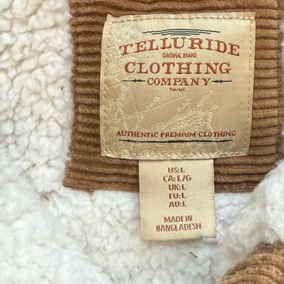 Telluride Jacket Shacket Men's Large Corduroy Brown Snaps Shearling Barn Flaw - Picture 7 of 10